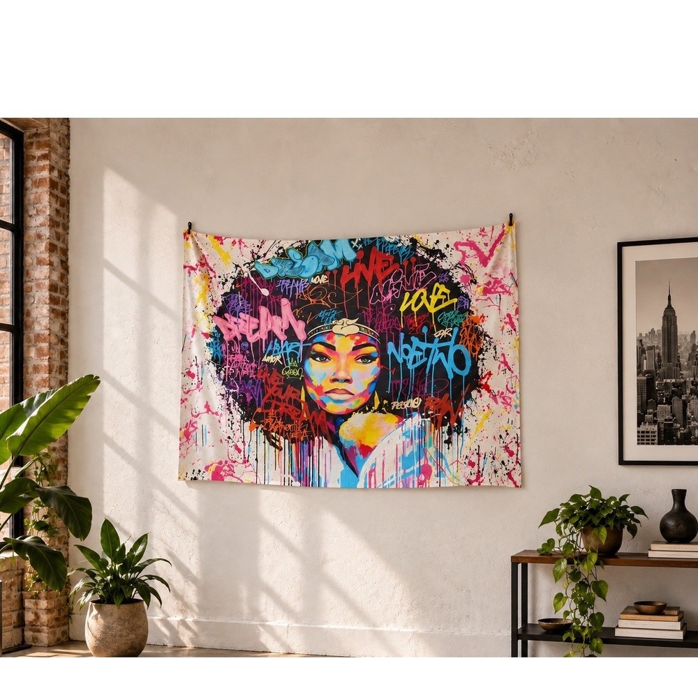 Street Art Wall Tapestry Love Dream Queen Graffiti Urban Decor Mural 60x39"